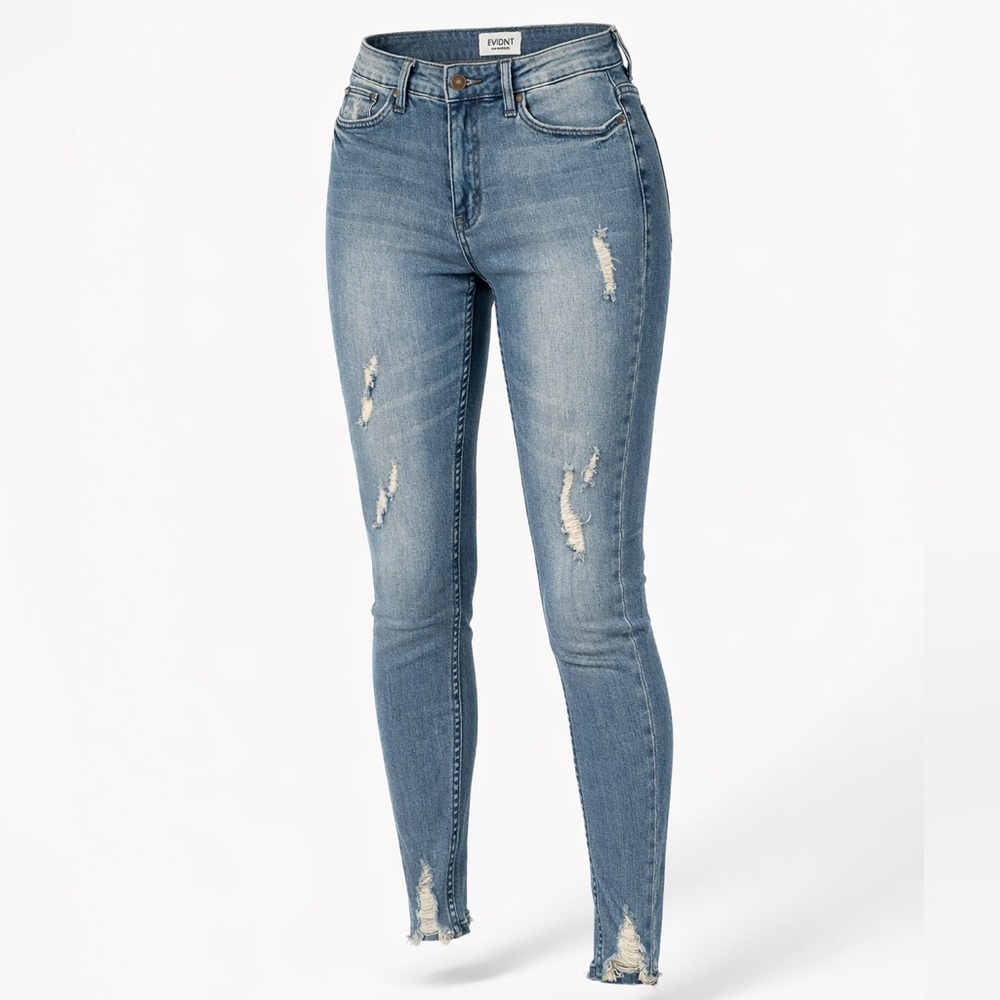 Anthropologie EVIDNT Distressed Ripped Mid-rise Skinny Denim Jeans Womens SZ 25